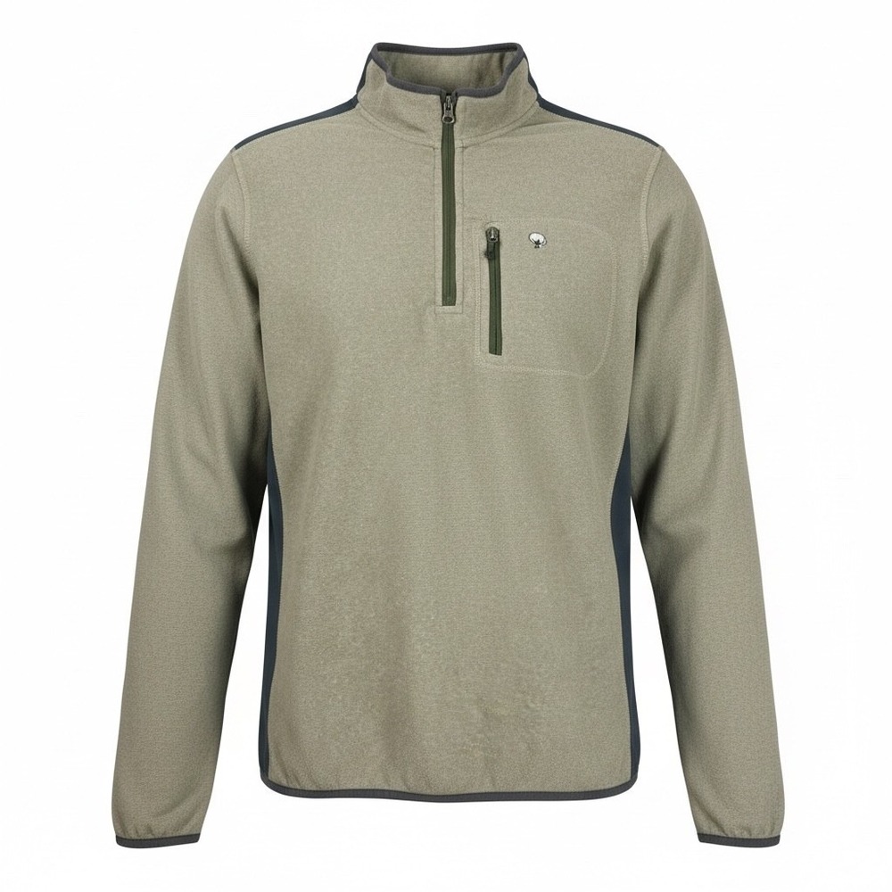 Southern Shirts Mens Khaki Quarter Zip Pullover Fleece Jacket Size L